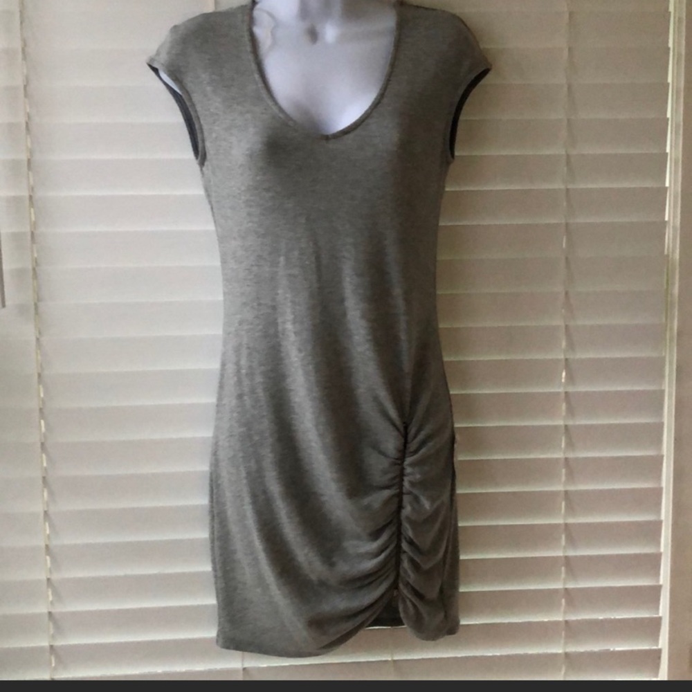 Gray T-shirt rouched dress large nwt!